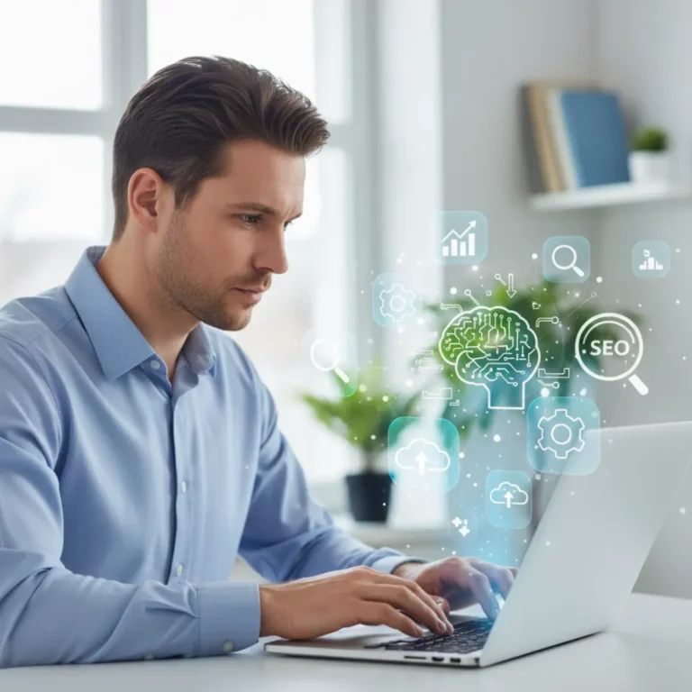 A Man marketer using a laptop